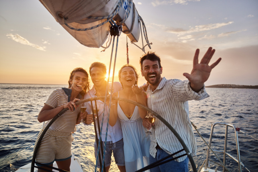 Friends on a boat