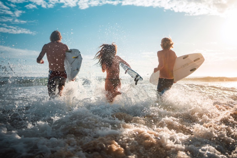 Surfing in Bird Rock, La Jolla, CA
