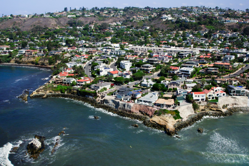 aerial view of Bird Rock coast